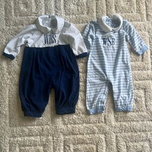6 month boy rompers monogrammed WBS. Brand The Bella Bean